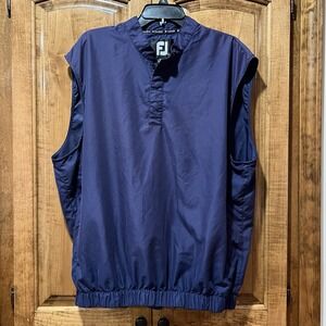 FootJoy Men's Large Navy Blue Golf Vest Windbreaker Pockets‎ FJ Elastic Waist